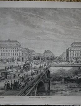 Grafik: Paris - Nouveaux theatres de la place du Chatelet. , Blattgröße 36,5cm x 26cm , M70 - Görlitz