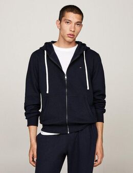 Tommy Hilfiger Kapuzensweatjacke ESSENTIAL FLEECE ZIP THROUGH kleine Logostickerei
