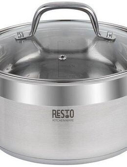 RESTO Kitchenware Kochtopf Libra, Topf energiesparend und spülmaschinenfest, Edelstahl 18/10 (2-tlg), mit hitzebeständigem Glasdeckel und Griffen