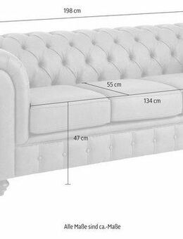 Home affaire Chesterfield-Sofa Chesterfield 3-Sitzer B/T/H: 198/89/74 cm, mit hochwertiger Knopfheftung, auch in Leder