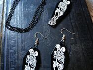 Horror Gothic Halloween Skelett Sarg Core Look Ohrringe Kette Set - Bergtheim