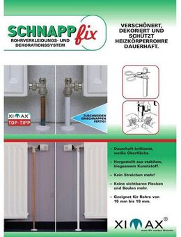 Ximax Heizungsverkleidung Schnappfix, Zubehör für Rohre ab einem Durchmesser von 15 mm bis 18 mm, 3-Fach, verschönert, dekoriert und schützt Heizkörperrohre