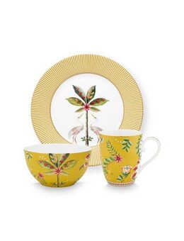 PiP Studio Frühstücks-Geschirrset Set 3 Frühstücksset La Majorelle (3-tlg), 3 Personen, Porzellan, La Majorelle Kollektion