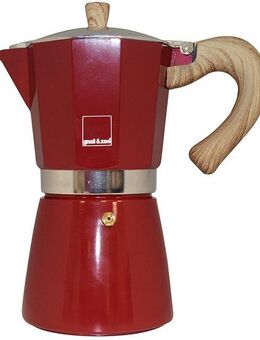 gnali & zani Espressokocher, Aluminium mit Softtouch-Griff in Holzoptik, Induktion