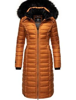Navahoo Wintermantel Umay langer Damen Winter Steppmantel mit Kunstfellkapuze