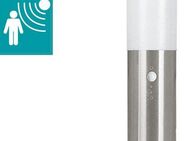 EGLO Sockelleuchte HELSINKI LED Wegelampe, Außenleuchte, Bewegungsmelder, IP44, Edelstahl, Dimmfunktion, Leuchtdauer einstellbar, ohne Leuchtmittel, Außen-Wegelampe, Erfassungswinkel 110°, Reichweite 5m, 42,5x7,5x16,5cm