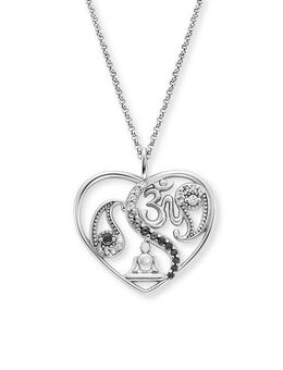 Engelsrufer Kette mit Anhänger Yin Yang Herz Balance Tropfen Buddha und Om, Made in Germany - mit Zirkonia (synth)