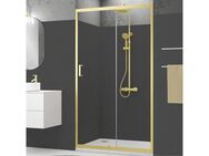 Marwell Walk-in-Dusche Golden Stage, Einscheibensicherheitsglas, Schiebetür mit Öffnungsbreite 49 cm, goldene Aluminiumprofile