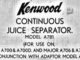 7 Kenwood Kleinteile Ersatzteile f. Fruchtsaftzentrifuge A781 - Chef A700, A700D + Major A706, A706D in 64521