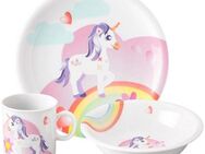 Seltmann Weiden Kindergeschirr-Set Compact Mein kleines Einhorn (3-tlg), 1 Personen, Porzellan, Teller, Schüssel, Becher, Made in Germany, 3 Teile, für 1 Person