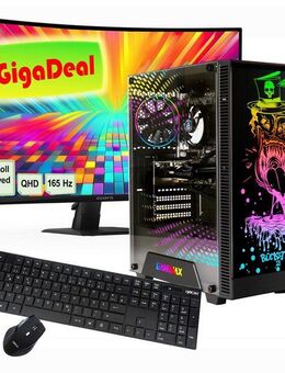 GAMEMAX GigaDeal Rockstar SET2649 Gaming-PC-Komplettsystem (32", AMD Ryzen 7 5700X, RTX 5060, 32 GB RAM, 1000 GB SSD, Windows 11 + Gigabyte GS32QC LED-Monitor Curved, 80 cm (32)