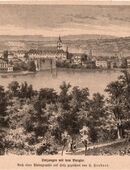 Grafik : Bad Salzungen mit dem Burgsee . , Thüringen , H. Heubner , Blatt 21cm x 15,5 cm , M7 in 02828