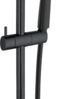 WENKO Stangenbrause-Set Watersaving, Schwarz, Länge Stange: 70 cm