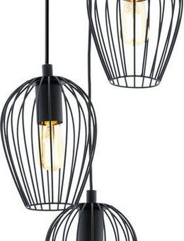 EGLO Pendelleuchte NEWTOWN Pendellampe, schwarz, Stahl, E27, Hängeleuchte, Rondell, ohne Leuchtmittel, Hängelampe, Schlicht, Vintage, Retro, Wohnzimmer, Esszimmer, 130x38cm