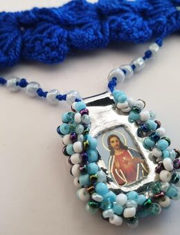 Zarte, handgefertigte Halskette mit tiefblauem Faden. Neu/ Handarbeit - Hamburg Hamburg-Nord