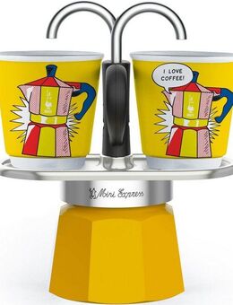 BIALETTI Espressokocher, 0,09l Kaffeekanne, (1 Espressokocher + 2 Espressobecher, 90 ml)