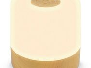 B.K.Licht Außen-Tischleuchte BK_TL1589 Akku LED Tischlampe, 3-Stufen Touchdimmer, mit USB, Dimmfunktion, LED fest integriert, Extra-Warmweiß, 2.700 K, 150 Lm, 2W, integrierte Batterie, IP44, 7x7 cm, Holzfarben