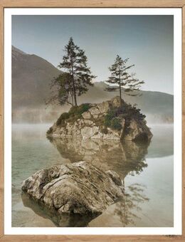 Bönninghoff Bild mit Rahmen, Bäume, Felsen, Landschaft, Natur, See, Seebilder (1 St)