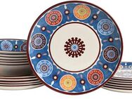 CreaTable Teller-Set Sumaya, Tellerset 18-tlg (18-tlg), 6 Personen, Steingut, Mandala Motive