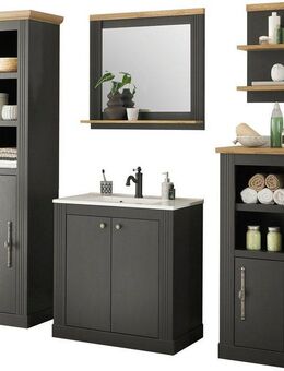 Home affaire Badmöbel-Set WESTMINSTER, Bad im Landhausstil, 5-teiliges Badezimmer, (5-St), Waschtisch, Spiegel, Midischrank, Regal, Hochschrank, Breite 220 cm