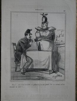 Grafik , Karikatur , Napoleon III. und Zar von Russland , Krim - Sewastopol , Grafik von Cham , Nummer 379 , 1854 , Blatt 37,5cm x 26cm , M70 - Görlitz