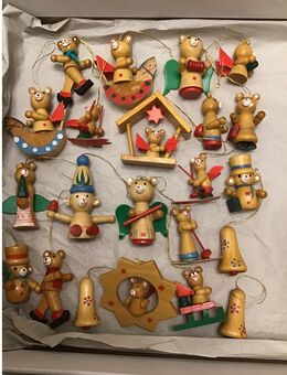 Erzgebirge Christbaumschmuck seltene TEDDYBÄREN + GlOCKEN Kinder BAUMSCHMUCK, - Düsseldorf