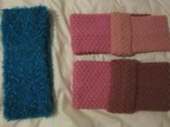 3 handgestrickte Stirnbänder + Schal, schwarz meliert, neu, zum Wollpreis - München