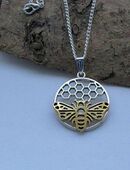 ☝️☝️☝️ Halskette, 925 Silber plat. + Anhänger Biene vor Waabe, NEU ⭐⭐⭐⭐⭐ in 86368