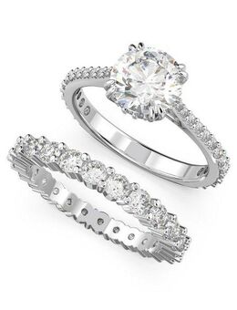 Swarovski Ring-Set Stilla Round, Princess-Schliff, 5649216, /-13, /-15, 5647662 (Set, 2-tlg), mit Swarovski® Kristall