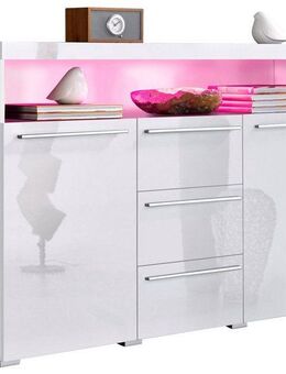 INOSIGN Sideboard India,Breite 132cm stilvolle Anrichte mit 2Türen, 3 Schubladen, Kommode viel Stauraum, Einlegeböden verstellbar,ohne Beleuchtung