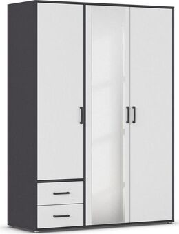 rauch Drehtürenschrank Kleiderschrank Schrank Garderobe Wäscheschrank VOYAGER (in 3 verschiedenen Ausstattungen BASIC/CLASSIC/PREMIUM) mit modernen Griffen in Graumetallic, inkl. Schubkästen und Spiegel