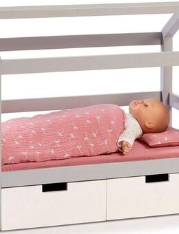 MUSTERKIND® Puppenbett Puppen-Hausbett Viola, grau/weiß, aus Holz
