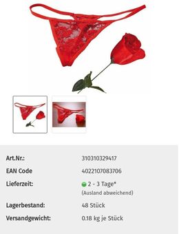 NEU! Tanga integriert in Geschenkrose aus roter Spitze - Schladen-Werla