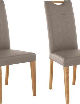 Home affaire Esszimmerstuhl Roberta (Set, 2 St), mit Bezug aus Echtleder und Gestell aus Eiche Massivholz