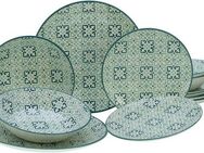 CreaTable Teller-Set Yara (12-tlg), 4 Personen, Steingut, orientalisch mediterraner Stil