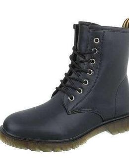 Gr. 42, Schnür- BOOTS / Stiefeletten mit Reißverschluß - Kunstleder schwarz - Bruchköbel