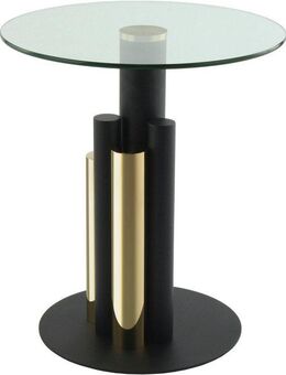 Kayoom Beistelltisch Ontario 225, Runde Glasplatte aus Sicherheitsglas, 100% Edelstahl (1-St), Modernes Design, zweifarbiges Säulengestell, Eyecatcher Element