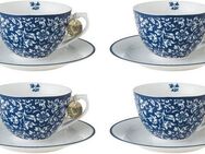 LAURA ASHLEY BLUEPRINT COLLECTABLES Cappuccinotasse Sweet Allysum, Porzellan, 4 Tassen, 4 Untertassen