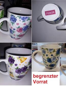 Für eure Punsch-Orgie: 15 Tassen (neue) Rosenmotiv - Gemmingen