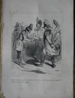 alte Lithografie aus Charivari , Grafik von Cham , in der Platte signiert , Schüssel von Wien ? , Blattgröße 38cm x 26cm , M70 - Görlitz