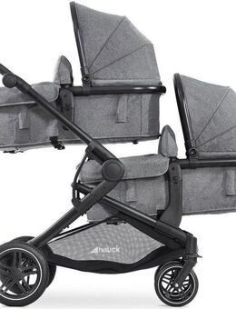 Hauck Geschwisterwagen Atlantic Twin, melange grey, mit schwenk- und feststellbaren Vorderrädern