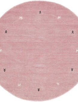 carpetfine Wollteppich Gabbeh Uni, rund, Höhe: 15 mm, reine Wolle handgewebt, Gabbeh Tiermotiv warmes Raumklima viele Größen
