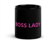 Tasse, schwarz, mit Aufdruck "Boss Lady" - Köditz