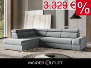 Ecksofa 270x213cm Samt Silber Grau Schlaffunktion PUR-Schaum - Köln