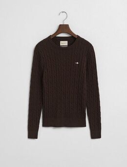 Gant Strickpullover STRETCH COTTON CABLE C-NECK mit Logostickerei auf der Brust