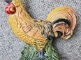 g07) Deko Hahn aus Keramik / Gips - 22,5 cm hoch - gelb grün - Ostern - Dekoration in 30823