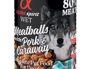 4 + 2 gratis! 6 x 400 g alpha spirit Dog Meatballs - Schwein & Kümmel