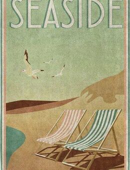 Seahorse Strandtuch Blackpool, Frotteevelours (1-St), 90x170, für Pool und Sauna, mit Vintage Aufdruck, Strandstuhl