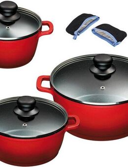 KING Topf-Set, Aluminiumguss (Set, 6-tlg., je 1x Kochtopf mit Deckel Ø 16/20/24 cm), Induktion