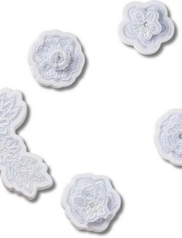 Crocs Schuhanstecker Jibbitz "White Elegant Floral (Set, 5-tlg., Kein Spielzeug. Nicht für Kinder unter 3 Jahren geeignet), Schuh Charms mit besticktem Vintage Design